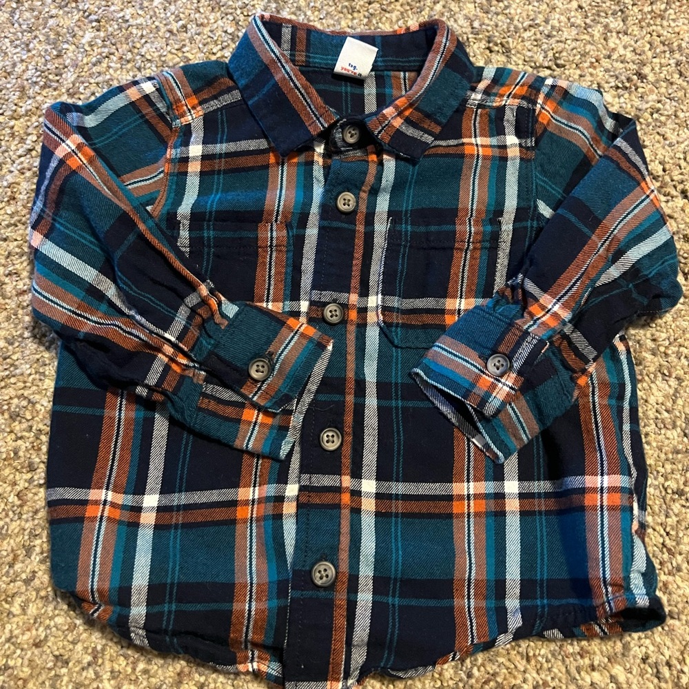 Old Navy Plaid Flannel Button Up Shirt 18-24 month